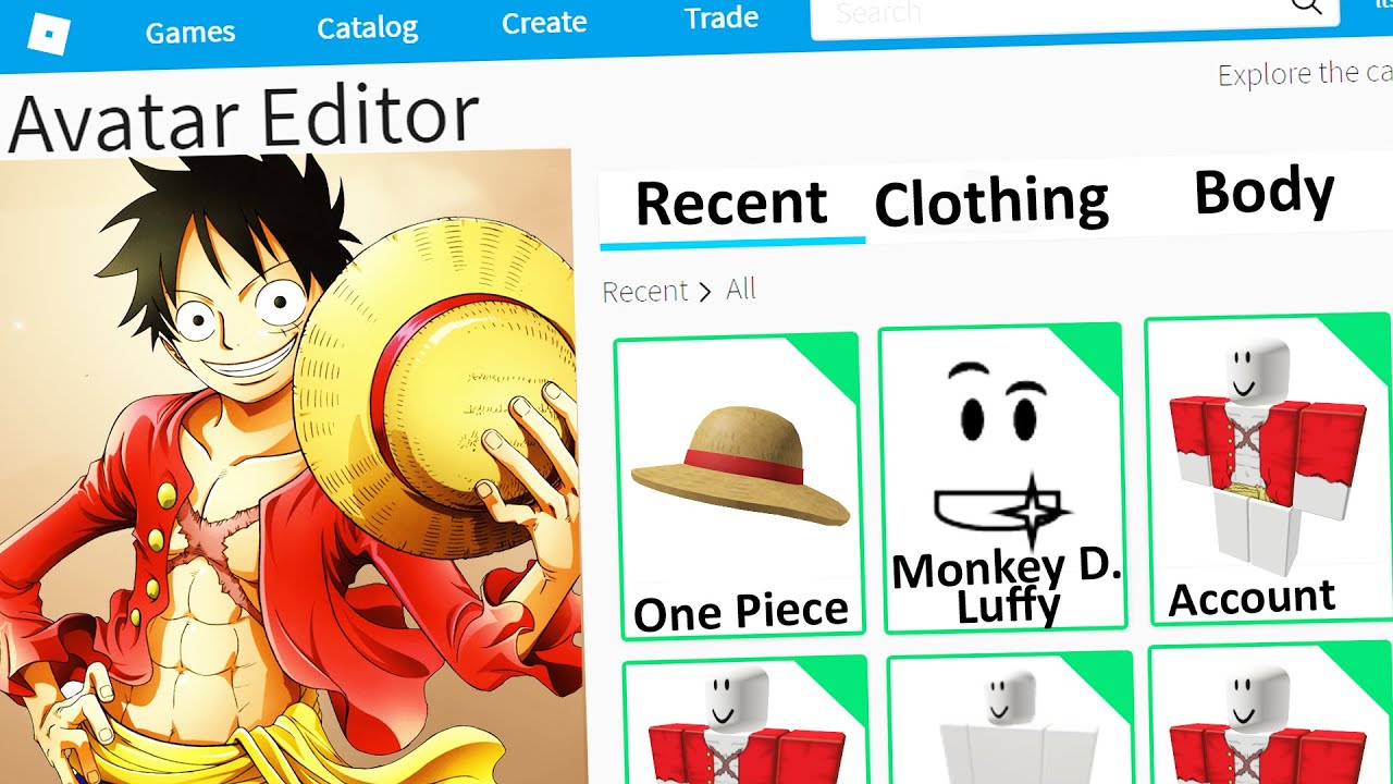 MAKING ONE PIECE a ROBLOX ACCOUNT (Monkey D. Luffy) - YouTube