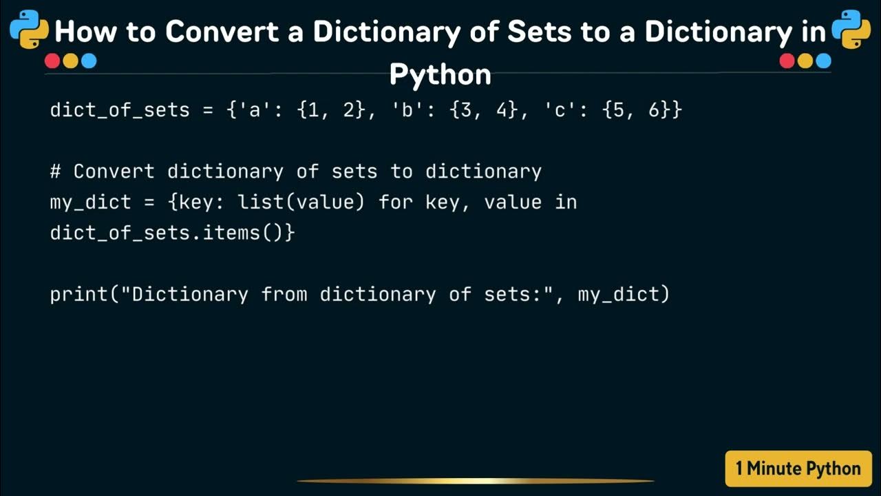 How to Convert a Dictionary of Sets to a Dictionary in Python - YouTube