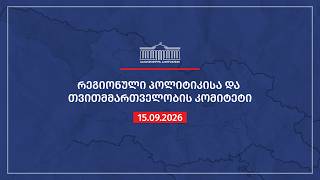 რეგიონული პოლიტიკისა და თვითმმართველობის კომიტეტის სხდომა - 15.09.2026