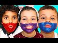 Sami draws a glitter beard on the face , اللحية اللامعة على الوجه