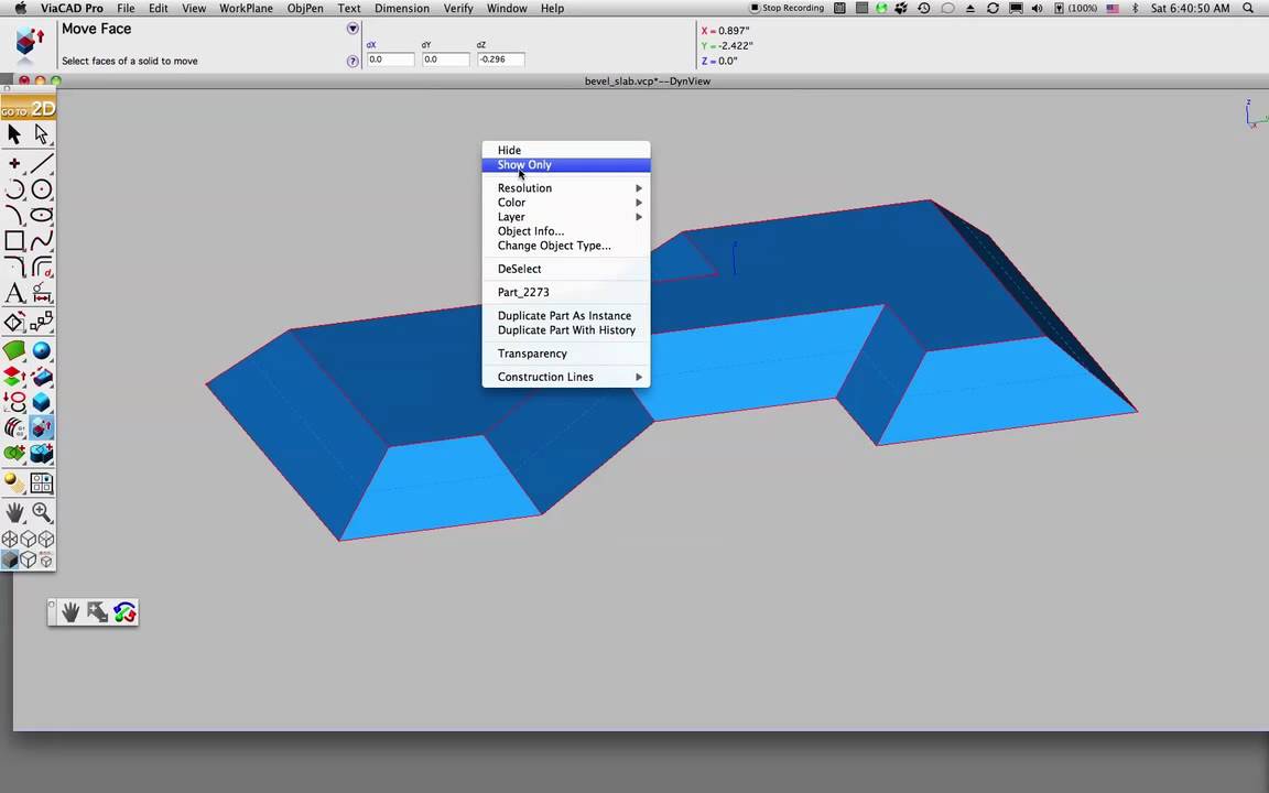 Beveled slab construction in ViaCAD Pro