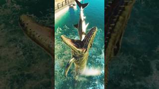 Would this scare you if it was real? JURASSIC WORLD MOSASAURUS EATS SHARK #dinosaur #jurassicworld