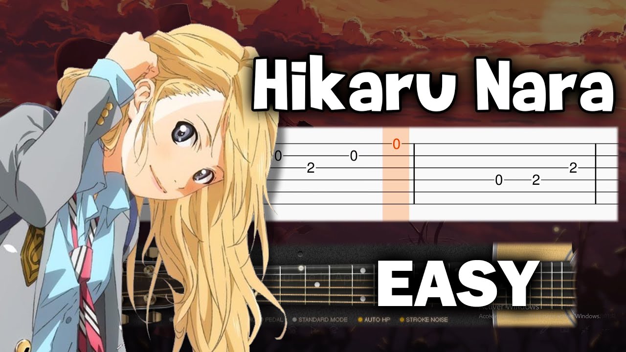 Hikaru Nara - Shigatsu wa Kimi no Uso Opening (Chords) Acoustic Guitar  Lesson [Tutorial + TAB] 