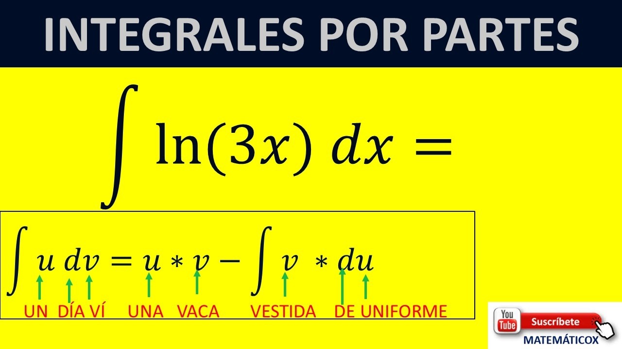 1424 INTEGRACIÓN POR PARTES ∫ ln⁡(3𝑥) 𝑑𝑥= - YouTube
