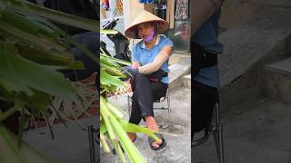 Vietnamese Lady Selling Fresh Sugarcane Pieces