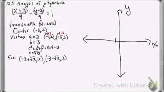 PCH - 10.4d Analysis of a hyperbola not centered at origin.