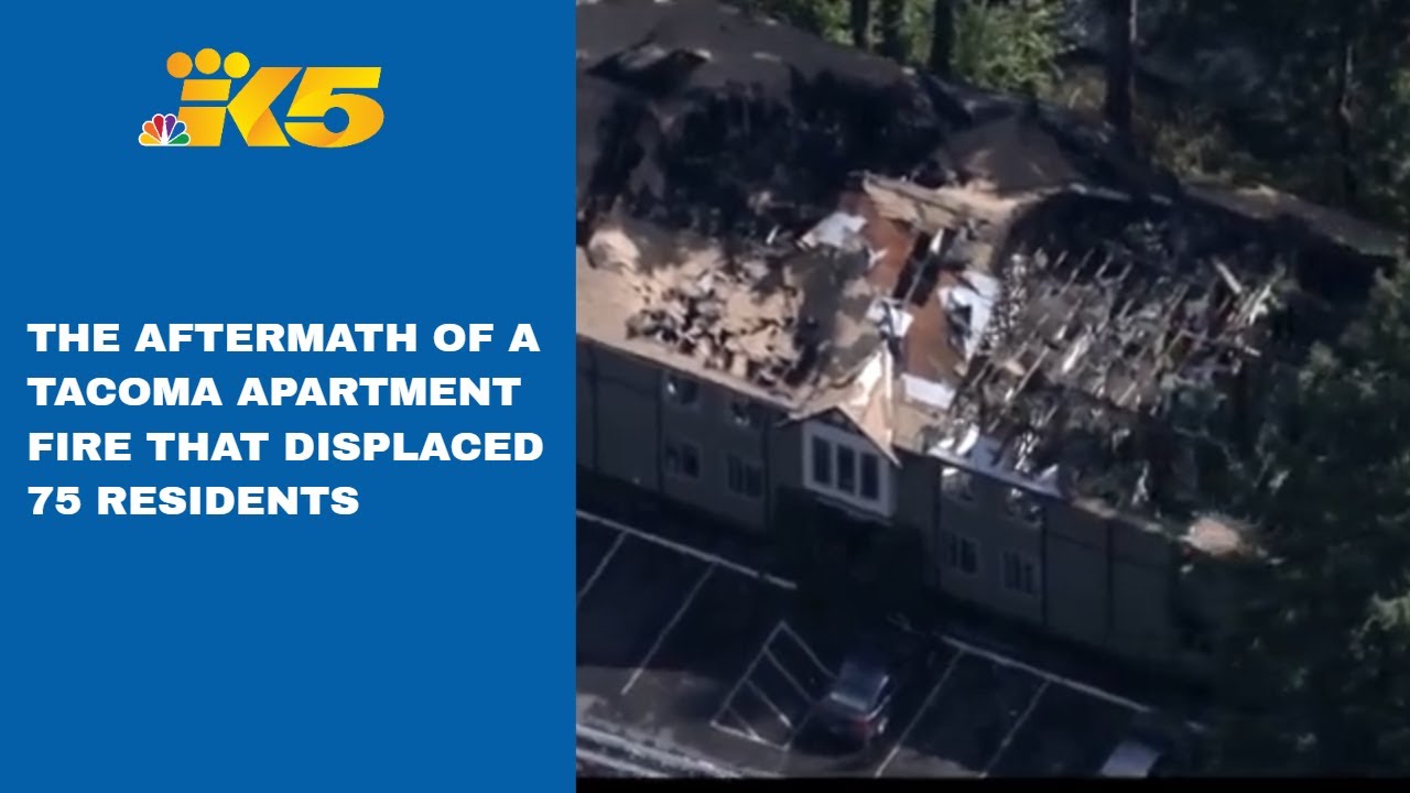 Aerial footage of Tacoma apartment fire aftermath - YouTube