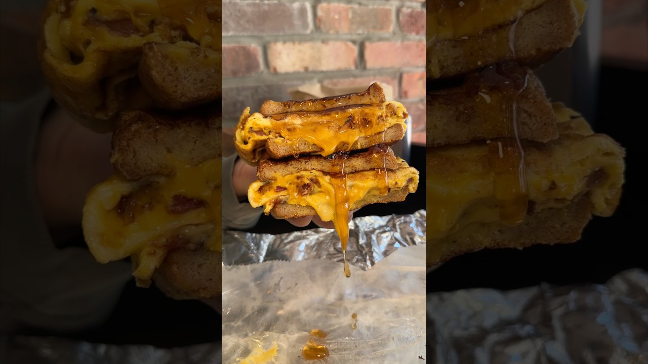 The FRENCHINATOR FRENCH TOAST BACON EGG & CHEESE from Butchers Burger in Brooklyn NYC! #DEVOURPOWER