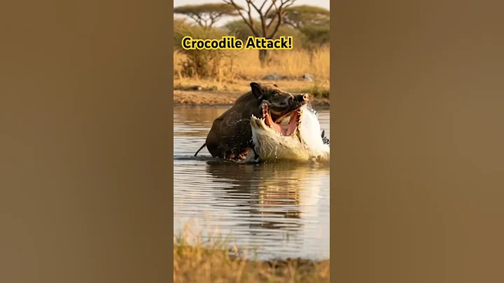 Savanna Predator Ambush: Crocodile vs Wild Boar 🐊🐗#wildlifeshorts #animalshorts