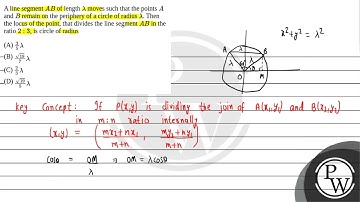 A line segment \(A B\) of length \(\lambda\) moves such that the points \(A\) and \(B\) remain o....