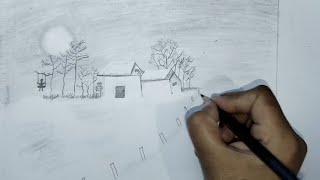 Birch tree landscape easy drawing for beginners by pencil