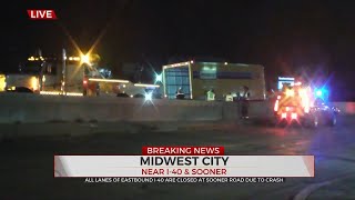 I-40 Eastbound Lanes Near Sooner Road Reopen Following Crash