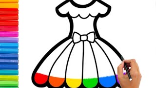 How to draw cute and easy Dress 👗| Drawing, Painting and Coloring for children & Toddlers 🧒