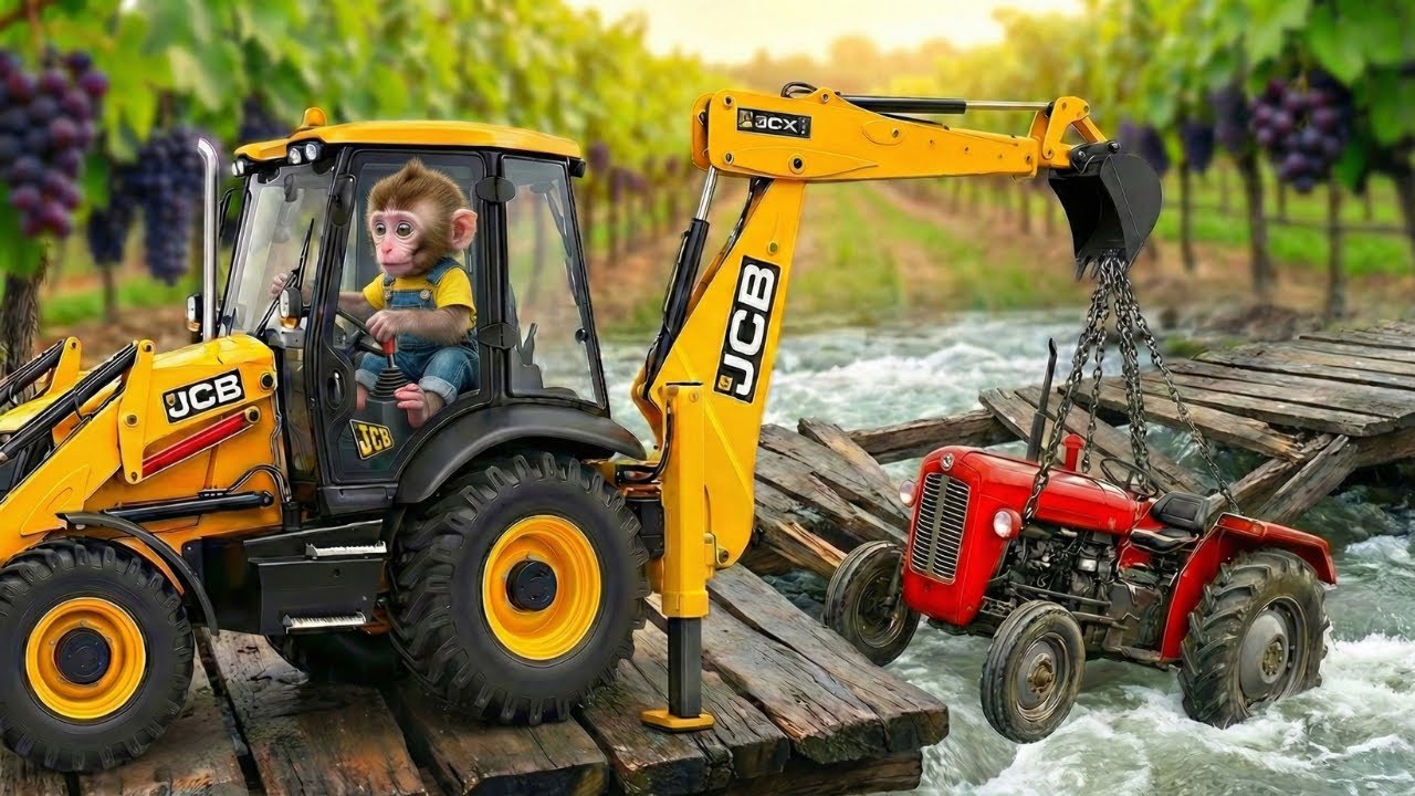 Monkey Nana's Epic Tractor Rescue & Cute Puppy Adventure