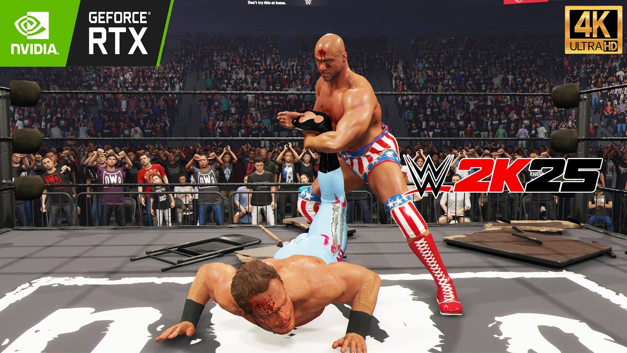 WWE 2K25 : Chris Benoit vs Kurt Angle Iron Man Tables (No Mercy!)-  (4K60fps)