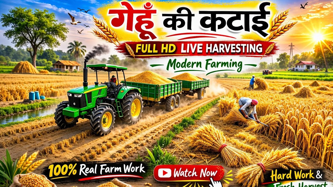 Modern Wheat Harvesting in Village | Real Farm Work 100% 🌾