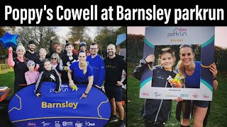 Barnsley parkrun. Poppys 100th Different parkrun. Joining the Cowell Club in Locke Park, Yorkshire