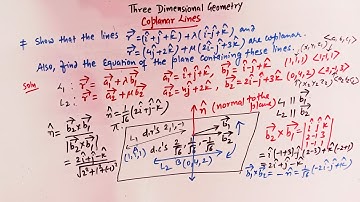 COPLANARITY OF TWO LINES AND EQUATION OF THE PLANE CONTAINING THE LINES.