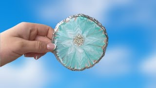 ➡️TUTORIAL⬅️ Resin Flower Coaster Made With Mica Powder And White Pigment Paste