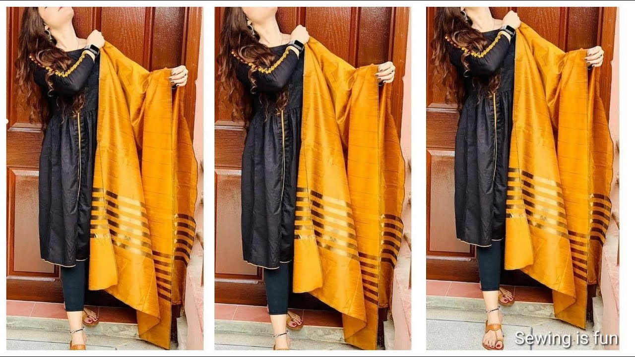 Designer dupatta with plain suit,simple_suit_designs_with_heavy_dupatta