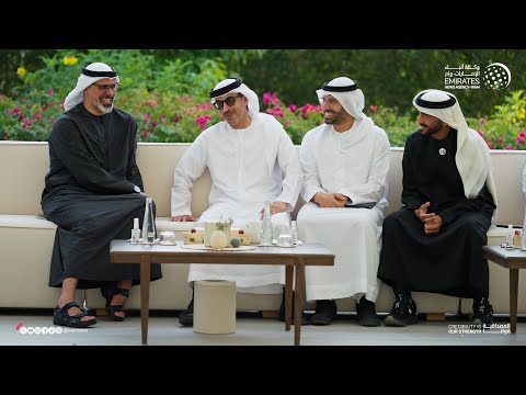 هزاع بن زايد يستقبل خالد بن محمد بن زايد في برزة قصر المقام في منطقة العين