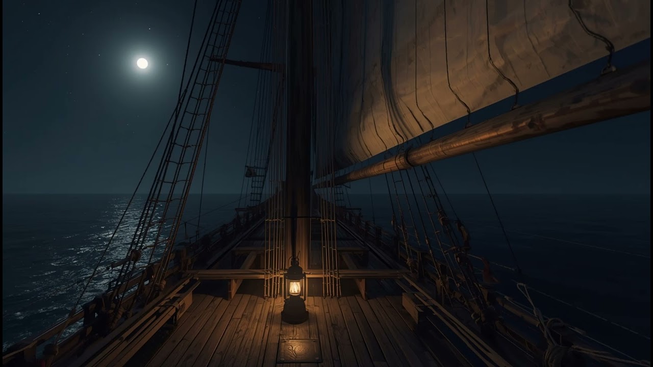 “Fall Asleep on a Quiet Sailing Ship 🌙 Gentle Ocean Sounds (No Music)”