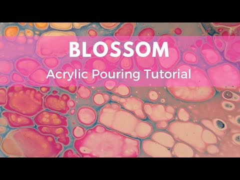 (51) Blossom - Small Round Canvas - Van Beek Art Supplies - Acrylic pouring Tutorial