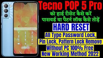 Tecno POP 5 Pro (BD4j) Hard Reset | All Type Pin, Password, Pattern Lock Remove Without PC 100% Free