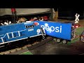 STALLED PEPSI SEMI TRUCK gets hit by a MTH O scale locomotive!