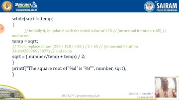 Lab Video_18CPL27_EXP12_Square Root_Swetha Hiremath/C.Valarmathi