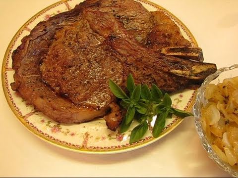 Betty's Grilled Rib Eye Steaks with Thyme-Caramelized Onions