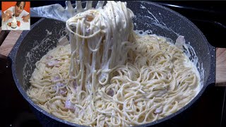 SPAGHETTI BLANC CRÉMEUX et FACILE À CUISINER | Délicieux pour la NOURRITURE