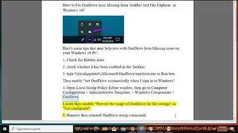 Fix OneDrive Icon Missing from Taskbar & File Explorer in Windows 10
