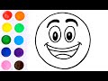 Como Dibujar y Pintar un Emoji Feliz - Dibujos Fáciles Para Niños