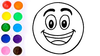 Como Dibujar y Pintar un Emoji Feliz - Dibujos Fáciles Para Niños