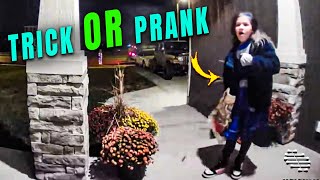 Person Pranks a Girl While Trick or Treating