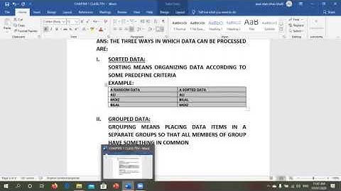 CHAPTER 1 THE DATA PROCESSING CYCLE EXERCISE PART 2 7TH