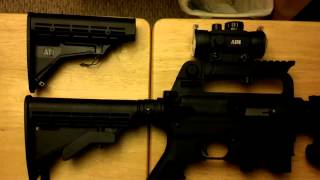 Fixed Mossberg stock interchanged with an adjustable