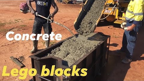 Pouring concrete Lego blocks