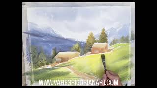 Switzerland Watercolors step by step — Alpine Magic ✨🇨🇭 #shortsart