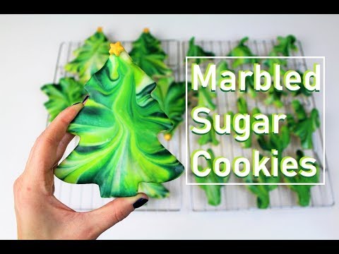 Easy Marbled Christmas Tree Sugar Cookies | CHELSWEETS