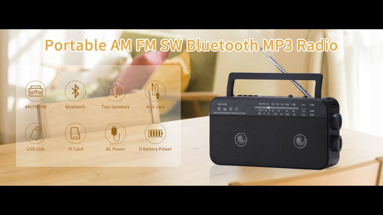 Portable AM FM Shortwave Radio with Bluetooth Speaker - YouTube