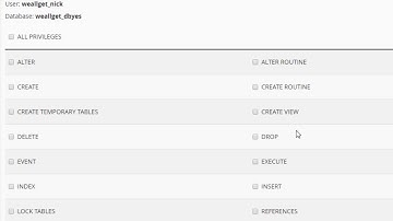 How to set database permissions to a given user on cPanel