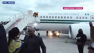 Moment President Tinubu Arrives In New York For 78th UNGA