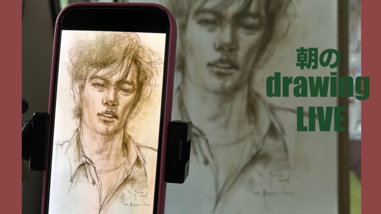 朝のドローイングライブ☀️6.13#art #drawing #人物画#sketch #pastel