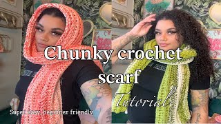 Chunky Crochet Scarf Tutorial 🧣 | Easy Beginner Scarf That Works Up FAST!