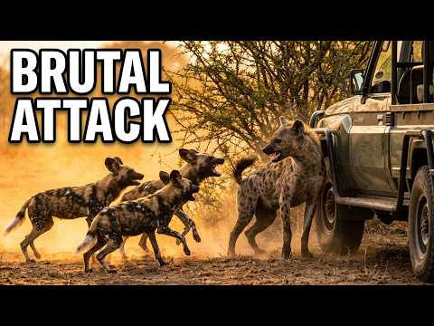 Hyena vs Wild Dog Pack: Intense Botswana Battle #wildlife