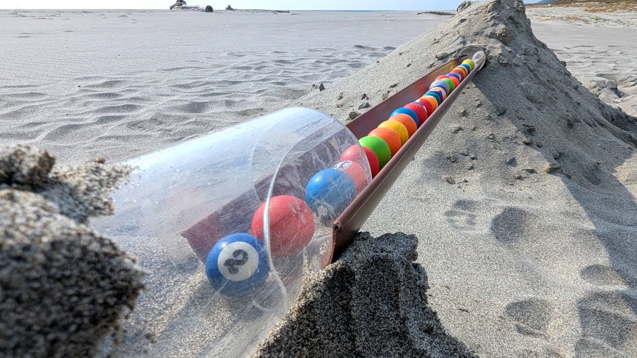Marble Run Beach ☆ Big sand dune + handmade gimmick course creation & play