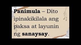 Sanaysay | kahulugan at bahagi | tatlong bahagi sa pagsulat ng sanaysay