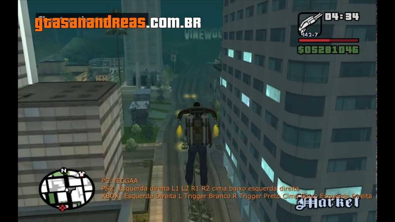 Código de jetpack GTA San Andreas PS2 